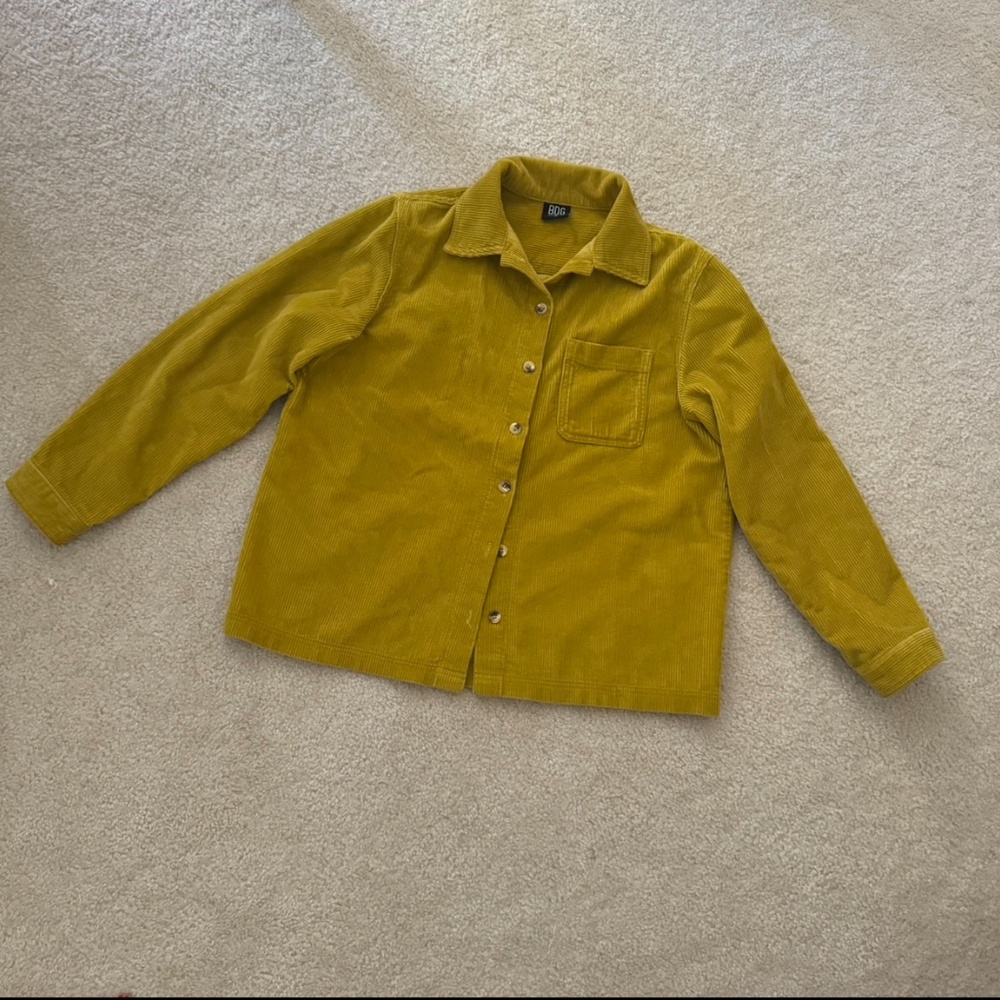 bdg/urban outfitters mustard yellow corduroy button-up collared shirt jacket sha